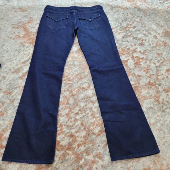 7 For All Mankind Dark Wash Flared Bootcut Jeans - Size 32 - Picture 3 of 10